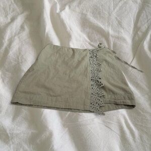 Free People Lace Accent Cream Mini Skirt